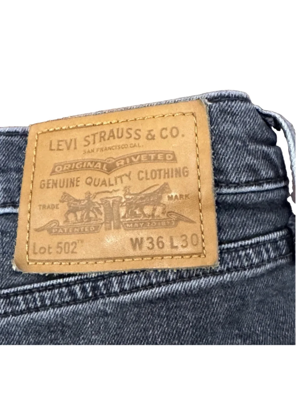 Levi's 502 Mens Regular Tapered Fit Jeans 36X28 Black Wash Denim